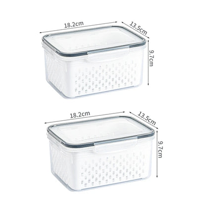 Contenitore organizer per frigorifero con cestello drenante per frutta e verdura