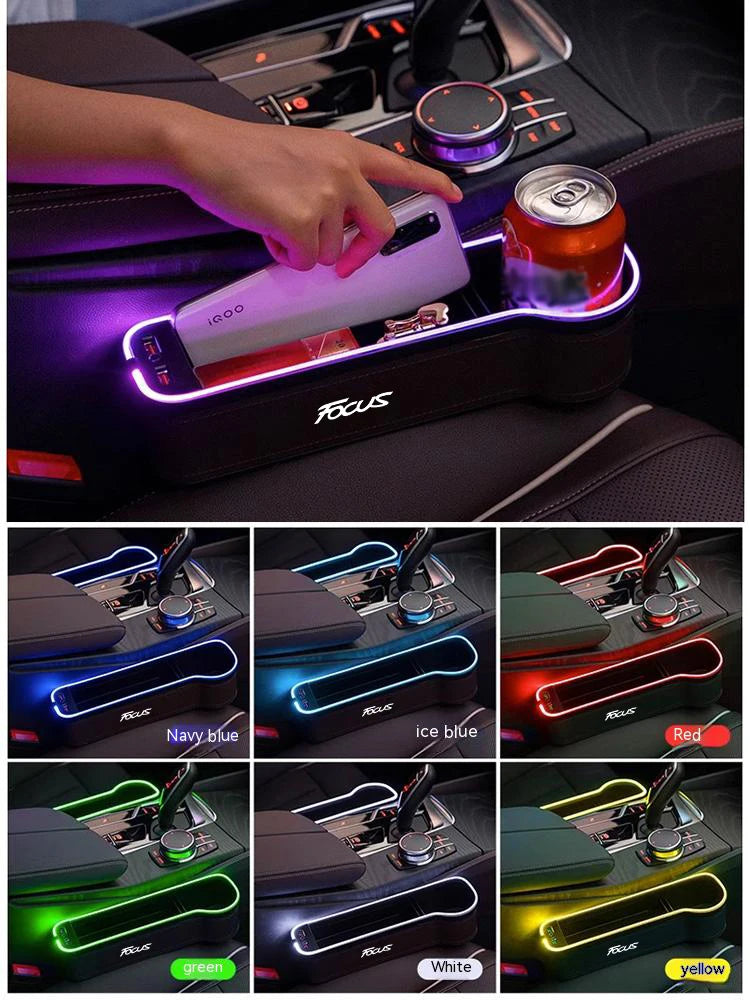 Scatola di Stoccaggio per Fessura del Sedile Auto LED 7 Colori