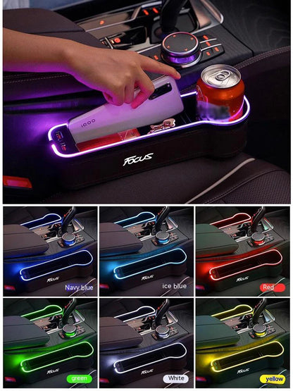 Scatola di Stoccaggio per Fessura del Sedile Auto LED 7 Colori