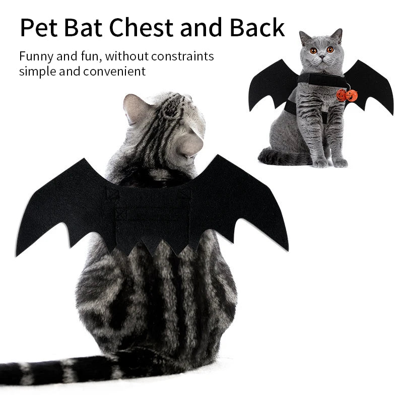 Vestito per gatti e cani con ali da pipistrello, costume per Halloween e Natale