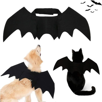 Vestito per gatti e cani con ali da pipistrello, costume per Halloween e Natale