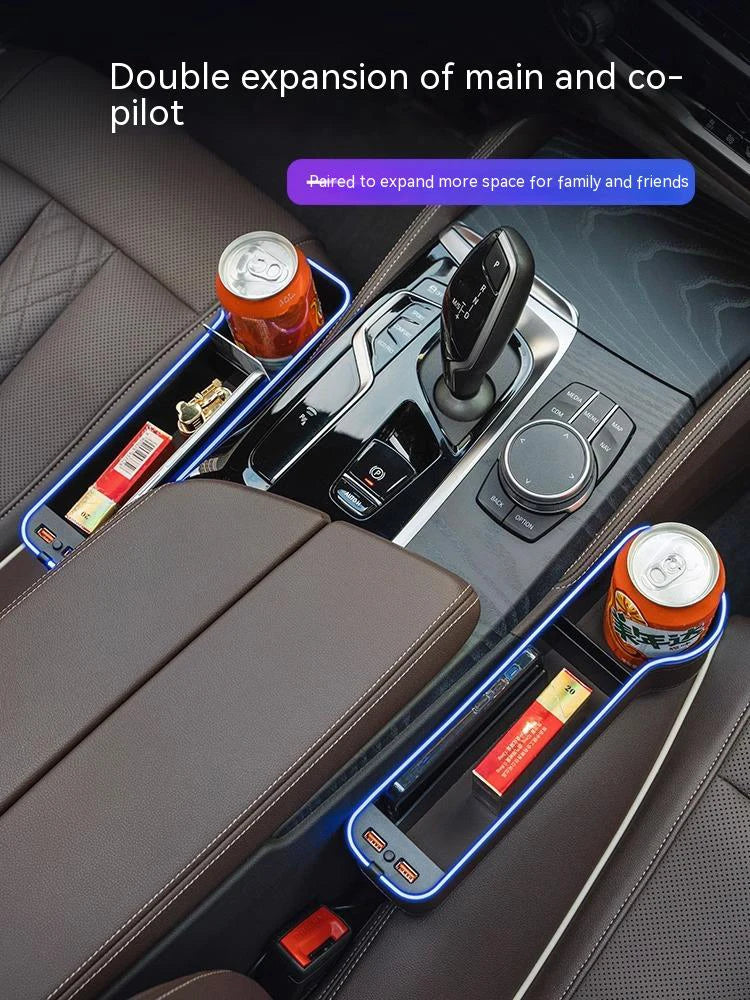 Scatola di Stoccaggio per Fessura del Sedile Auto LED 7 Colori