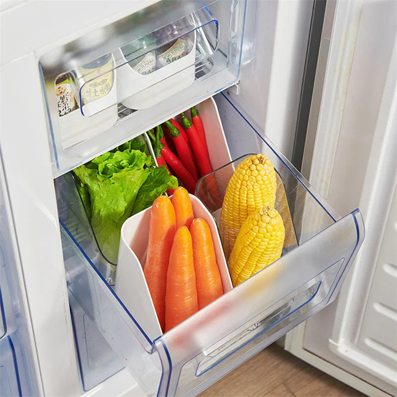 Contenitore organizer per frigorifero con cestello drenante per frutta e verdura