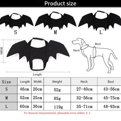 Vestito per gatti e cani con ali da pipistrello, costume per Halloween e Natale