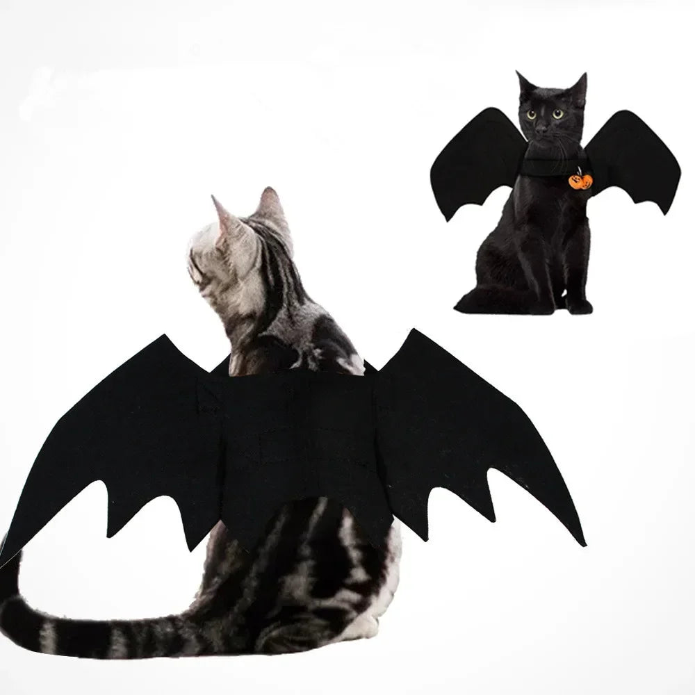 Costume di Halloween per gatti e cani con ali da pipistrello e campanelli