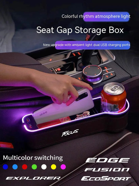 Scatola di Stoccaggio per Fessura del Sedile Auto LED 7 Colori