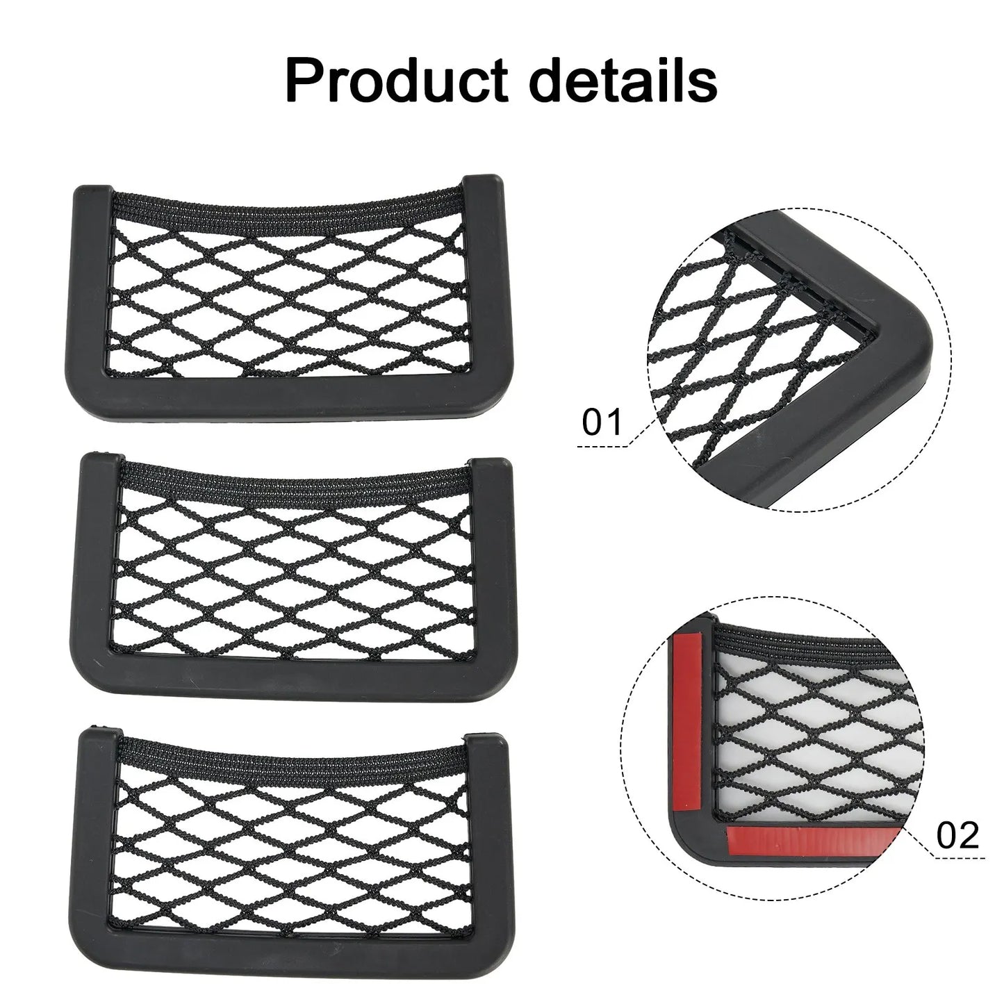 Set di 3 Tasche Organizer Universali per Auto - Portaoggetti a Rete