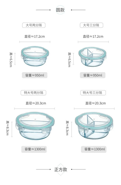 Contenitore per Pranzo in Vetro Borosilicato con Coperchio Ermetico