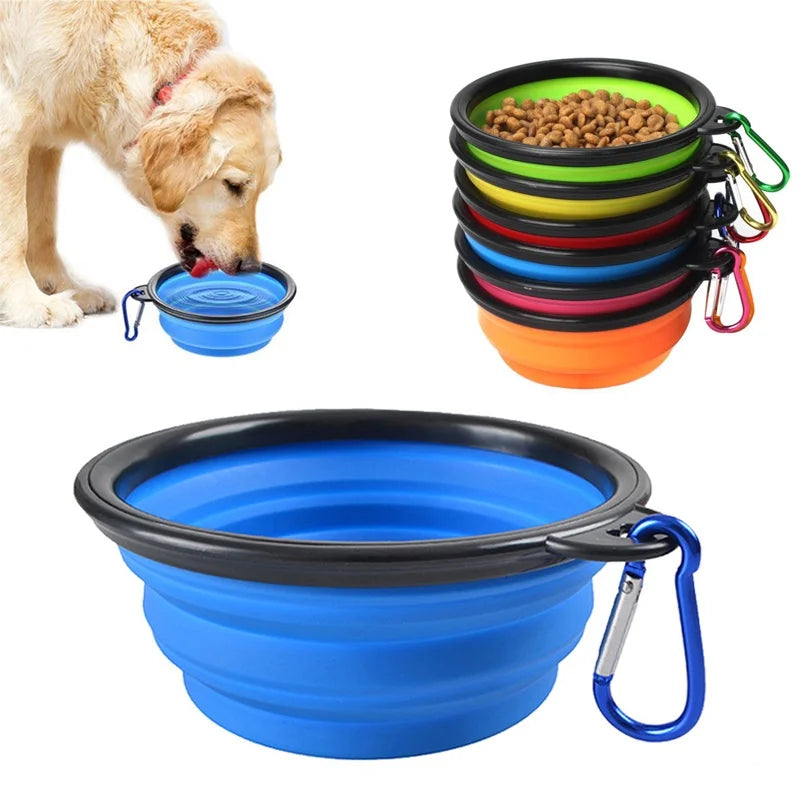 Ciotola pieghevole portatile in silicone 2 in 1 per cani e gatti