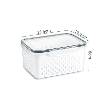 Contenitore organizer per frigorifero con cestello drenante per frutta e verdura