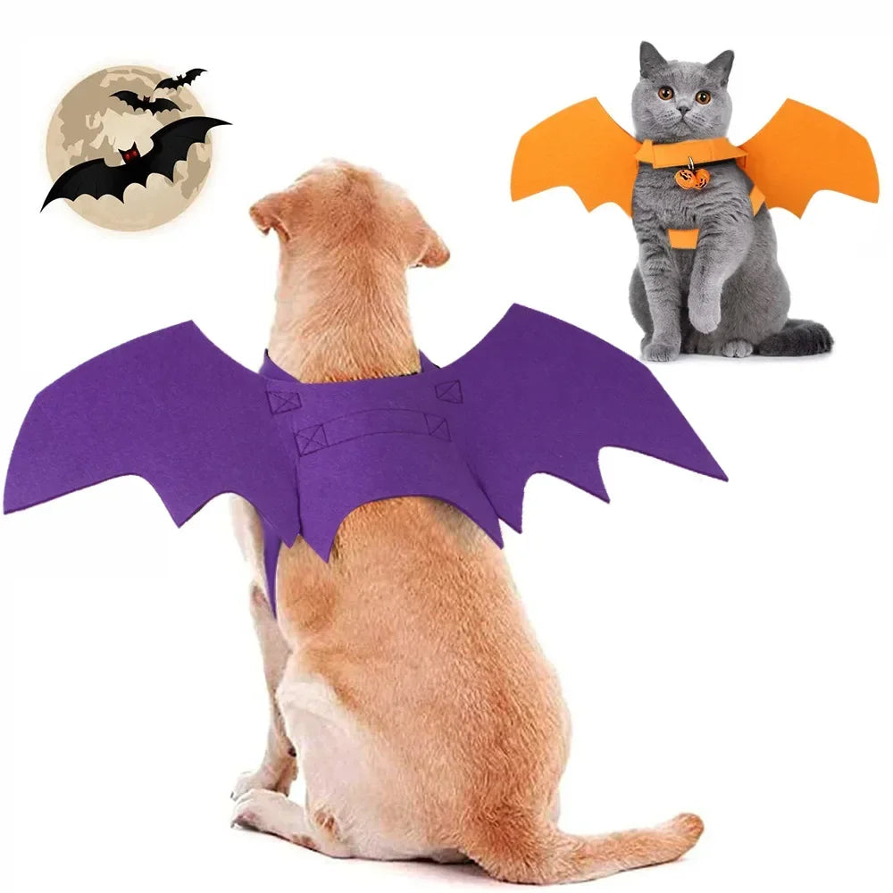 Costume di Halloween per gatti e cani con ali da pipistrello e campanelli