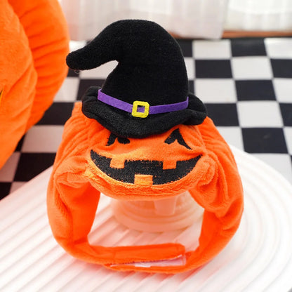 Costume di Halloween per gatti e cani piccoli: cappello e sciarpa a zucca